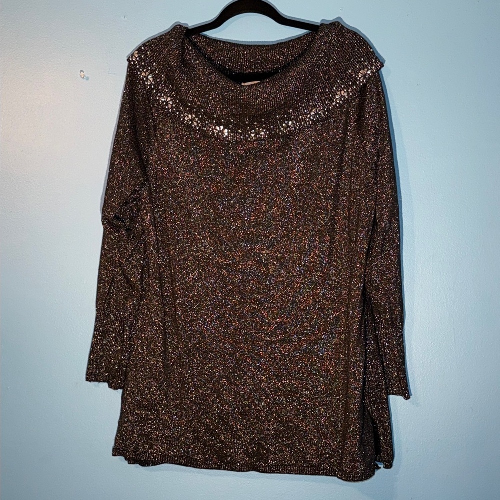 Madison and Hudson Elegant Black Glitter Women's Top